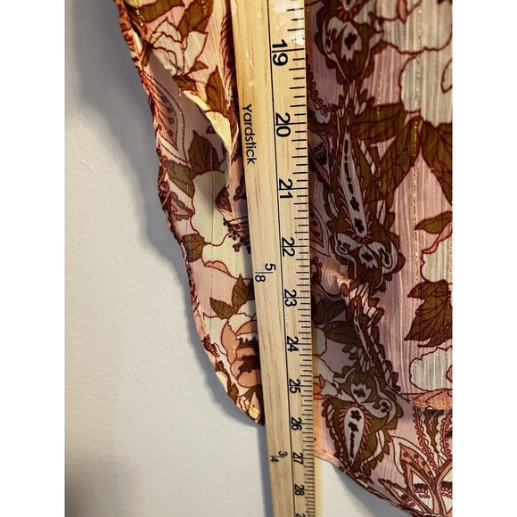 MISA Los Angeles Lara Brown Beige FloralShort Sleeve Collared Blouse Size XS - Picture 6 of 11